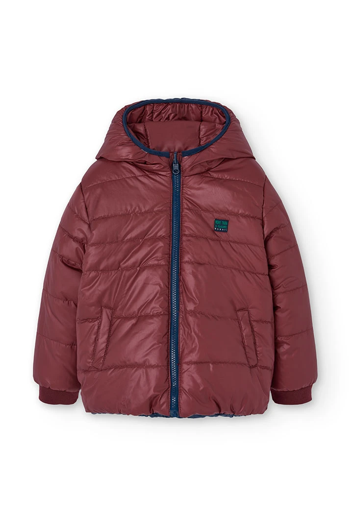 Parka reversibile per bambino in blu marino e rosso