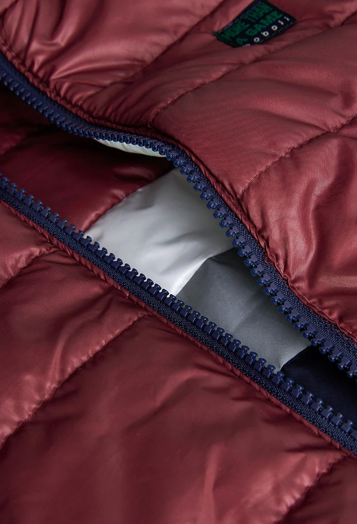 Parka reversibile per bambino in blu marino e rosso