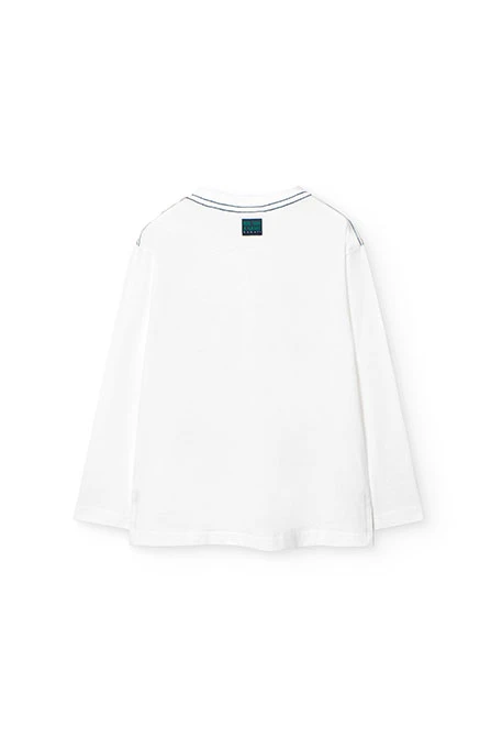 T-shirt manche longue pour garçon en blanc