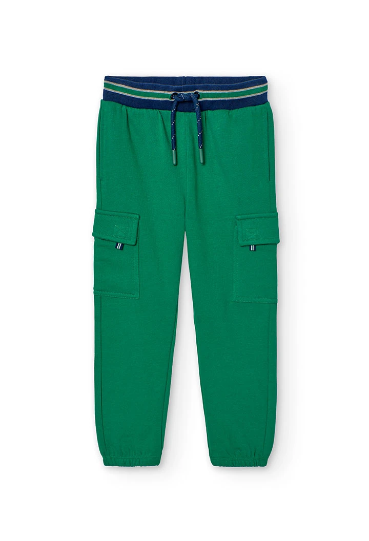 Pantalone in felpa da bambino in verde