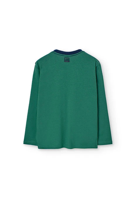 Camiseta de algodón de niño en verde