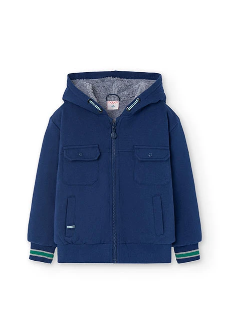 Blouson en molleton pour garçon en bleu marine