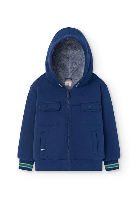 Blouson en molleton pour garçon en bleu marine