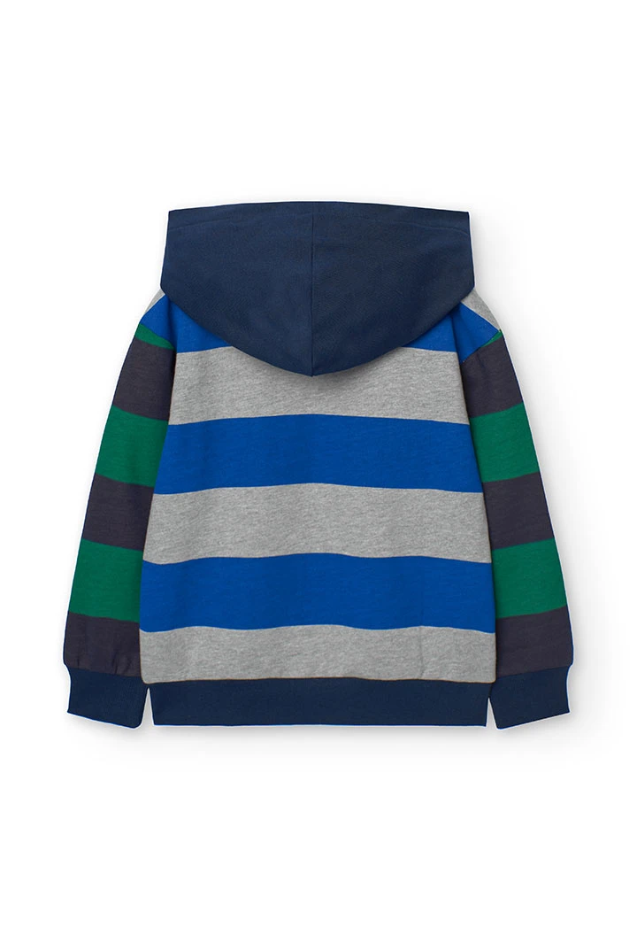 Navy blue printed fleece sweatshirt for boys