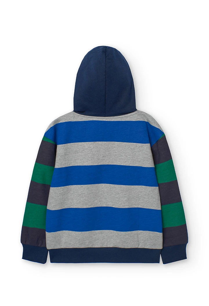 Navy blue printed fleece sweatshirt for boys