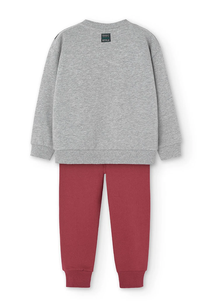 Ensemble de sweat-shirt et pantalon en molleton pour garçon en gris chiné