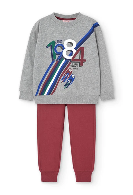 Set of sweatshirt and fleece trousers for boys in grey