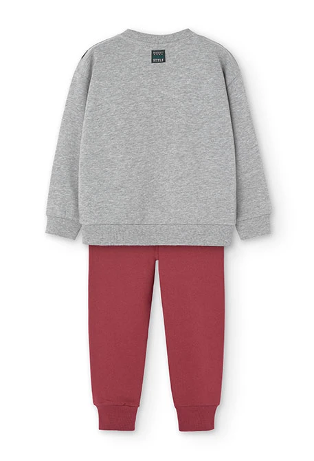 Set of sweatshirt and fleece trousers for boys in grey