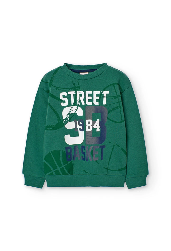 Conjunto de sweatshirt e calças de felpa de criança em verde