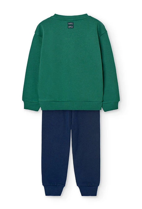 Conjunto de sudadera y pantalón de felpa de niño en verde