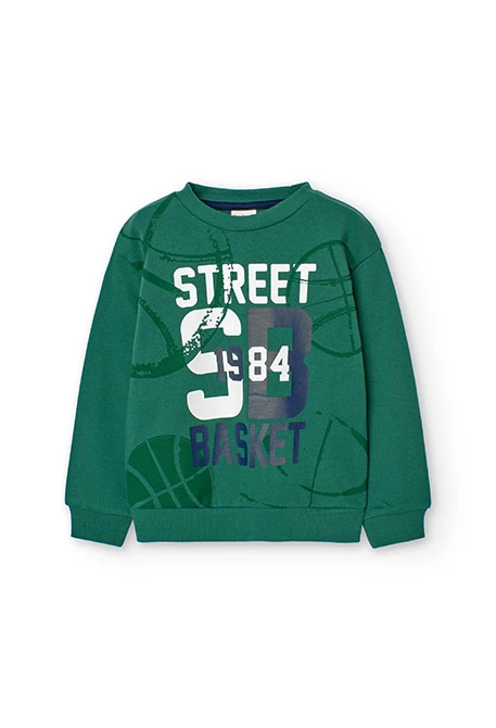 Set of sweatshirt and fleece trousers for boys in green