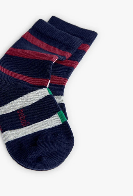 Pack of three boys\' socks in navy blue stripes