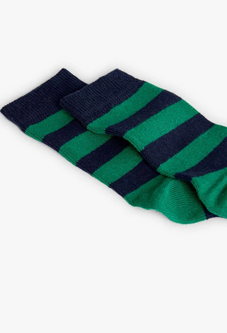 Lot  de trois paires chaussettes pour enfant rayées en bleu marine