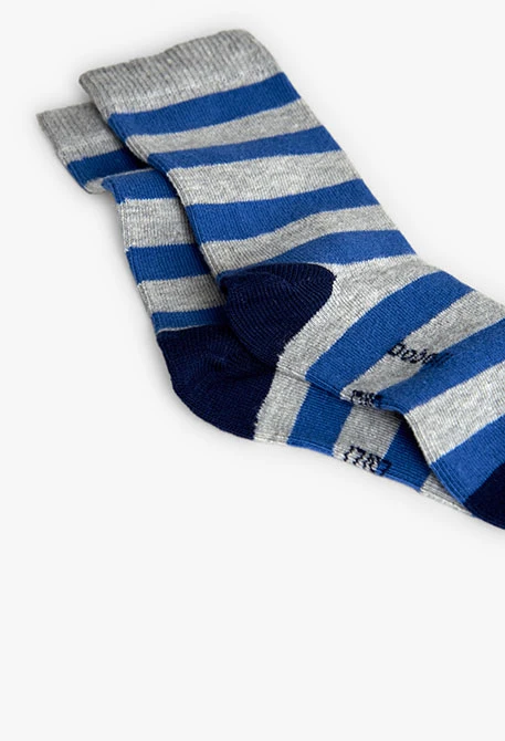 Lot  de trois paires chaussettes pour enfant rayées en bleu marine