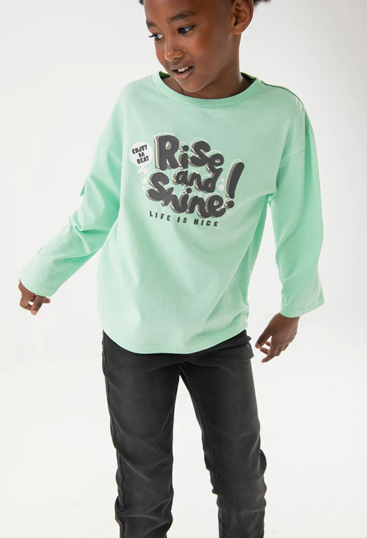 T-shirt en maille pour garçon de couleur aqua
