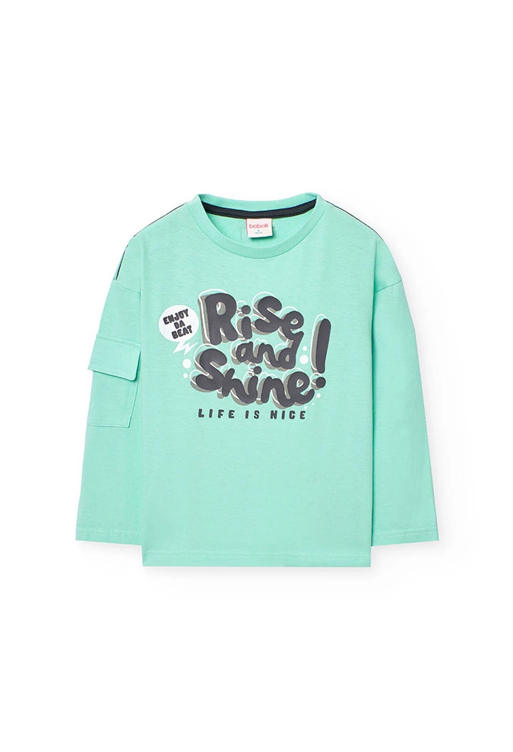 T-shirt en maille pour garçon de couleur aqua