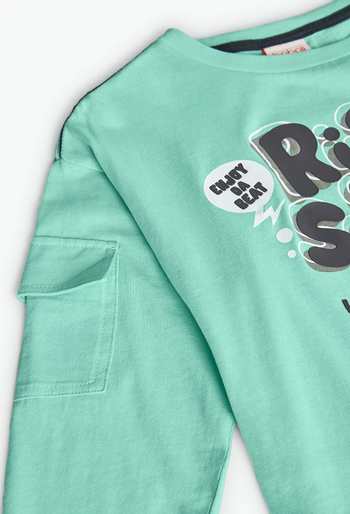 Maglietta a maglia per bambino in colore acqua