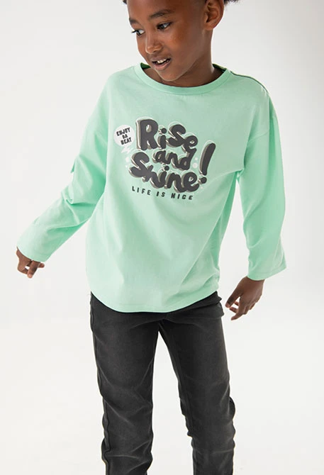 T-shirt en maille pour garçon de couleur aqua