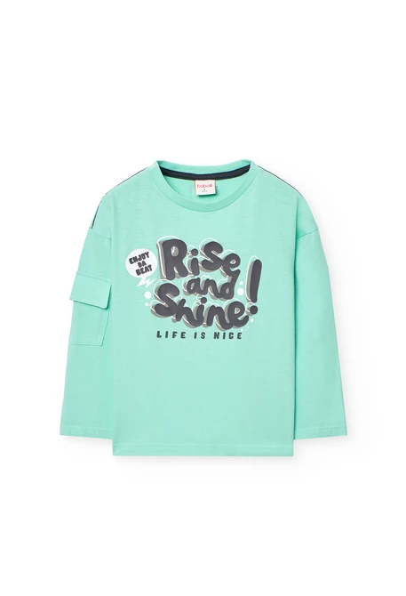 Maglietta a maglia per bambino in colore acqua