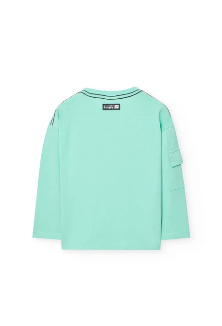 Maglietta a maglia per bambino in colore acqua