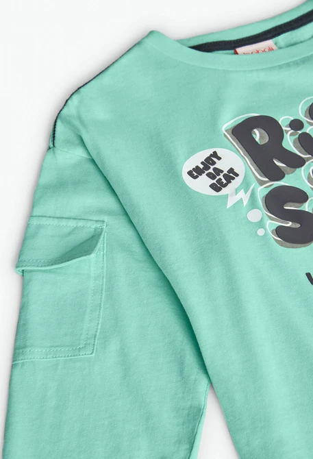 Maglietta a maglia per bambino in colore acqua