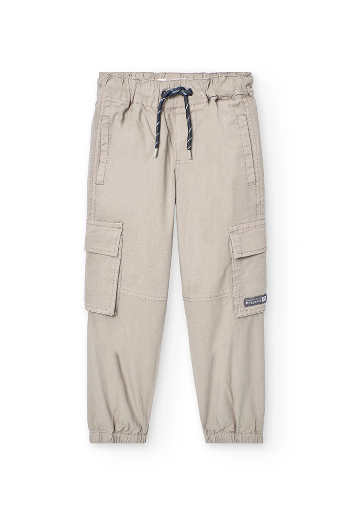Pantaloni cargo per bambino di colore marrone