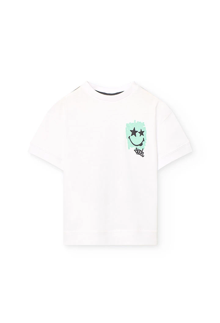 Maglietta in maglia per bambino di colore bianco con stampa