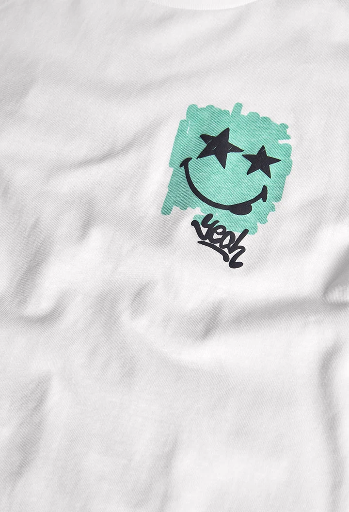 Maglietta in maglia per bambino di colore bianco con stampa