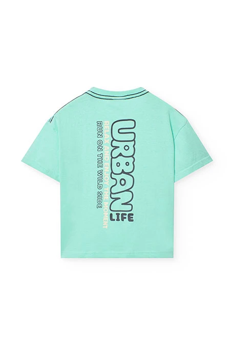 T-shirt en maille pour garçon de couleur vert d\'eau.
