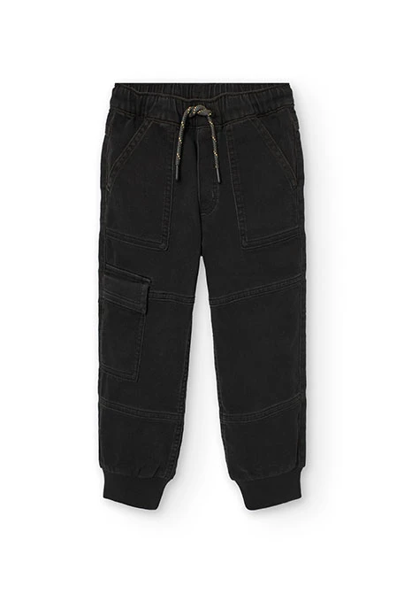 Pantalón de punto para niño en color negro