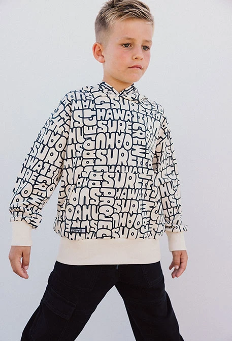 Terry sweatshirt for boy with print in cream colour