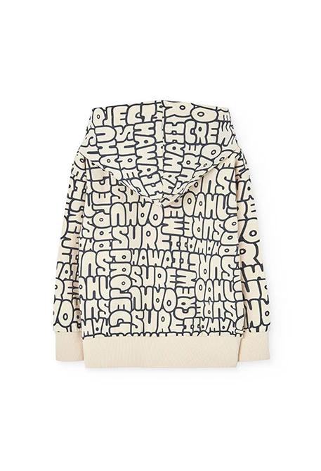 Terry sweatshirt for boy with print in cream colour