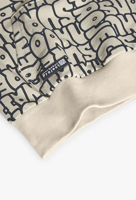 Terry sweatshirt for boy with print in cream colour