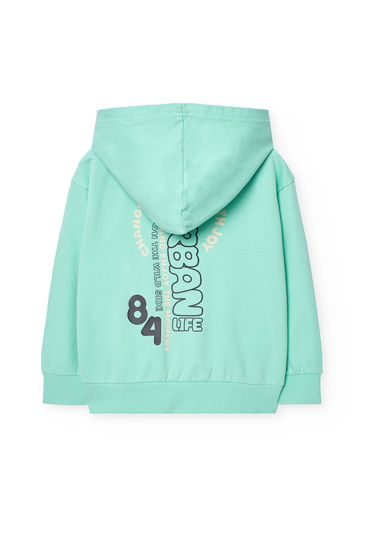 Veste en molleton pour garçon de couleur verte.