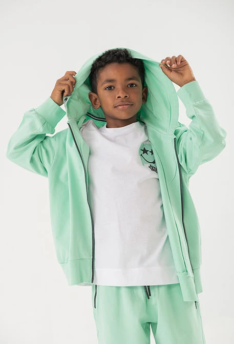 Fleece jacket for boy in green colour