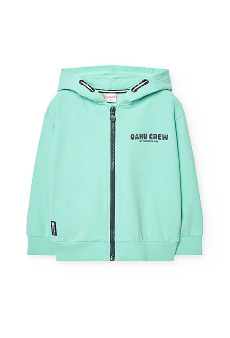 Fleece jacket for boy in green colour
