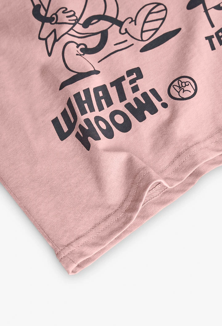 Gesricktes T-Shirt für Jungen in Rosa.