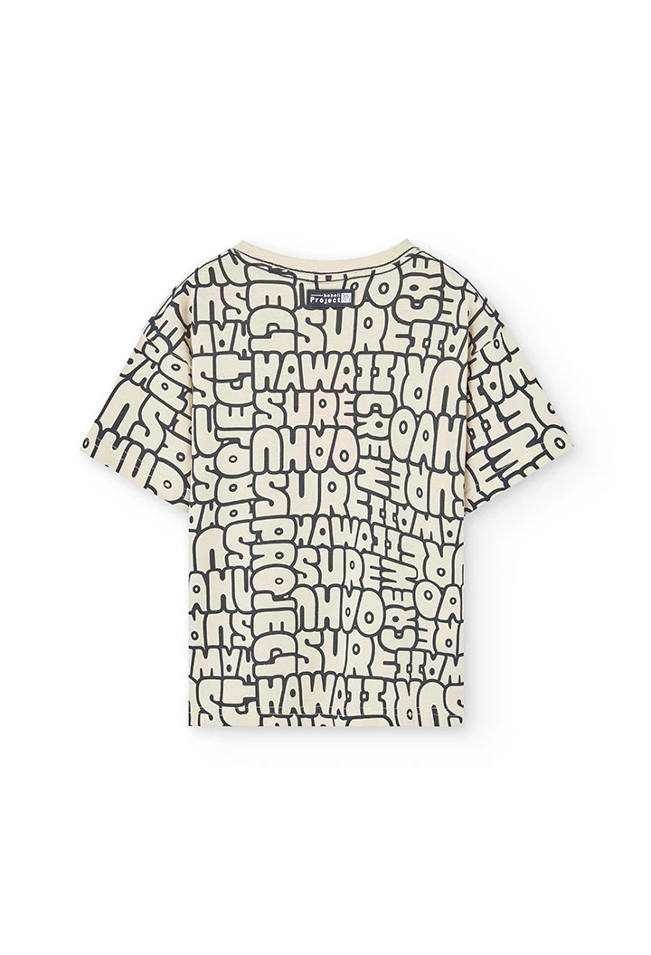 Maglietta a maglia per bambino con stampa in color crema