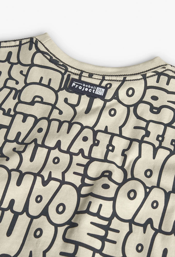 Maglietta a maglia per bambino con stampa in color crema