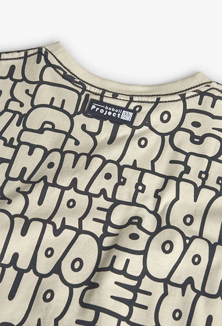 T-shirt de malha para criança com estampado em cor creme