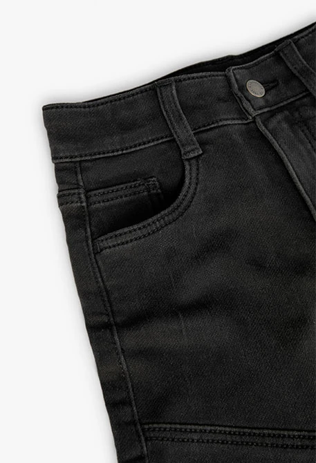Denim shorts for boys in black colour