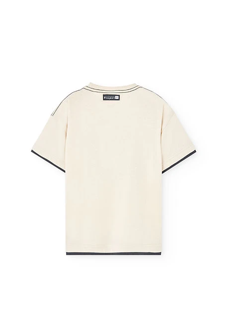 Knitted T-shirt for boy in raw colour