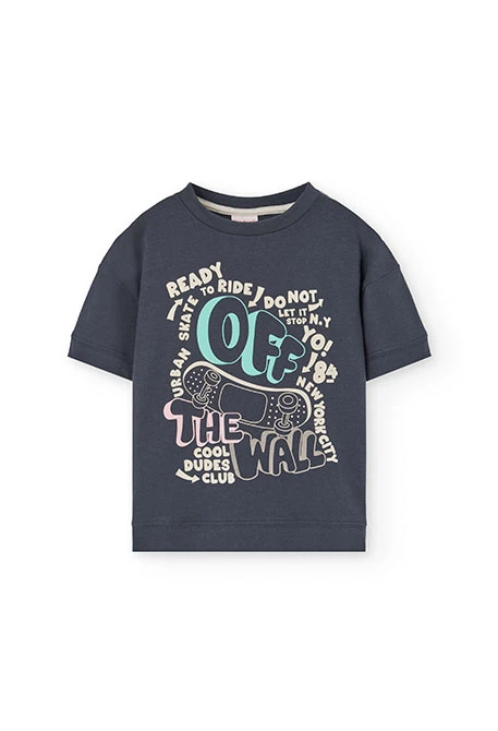 Camiseta de punto para niña en color gris