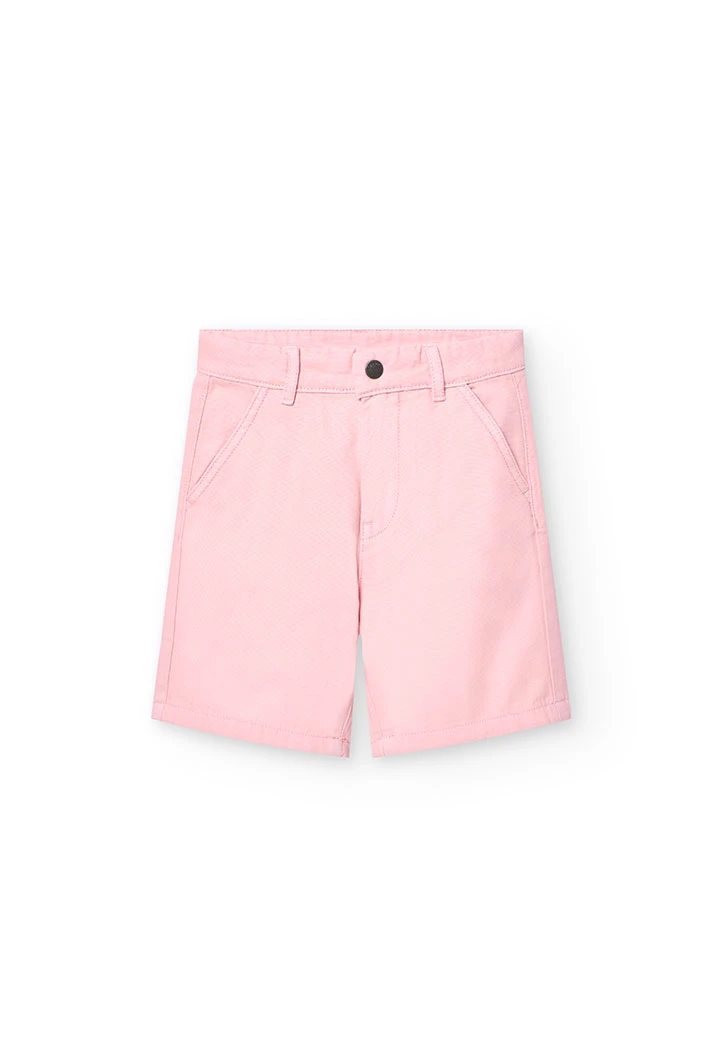 Bermuda in sarga per bambino in colore rosa