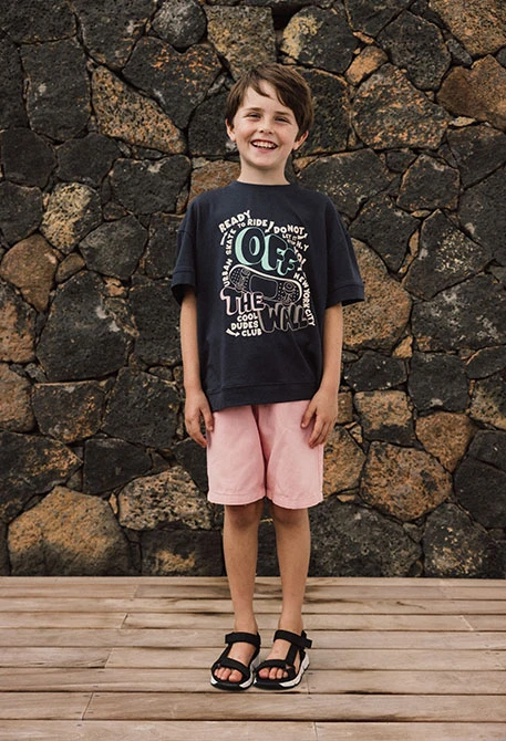 Bermuda in sarga per bambino in colore rosa