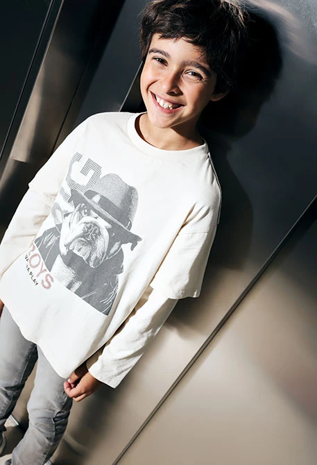 T-shirt garçon en coton beige