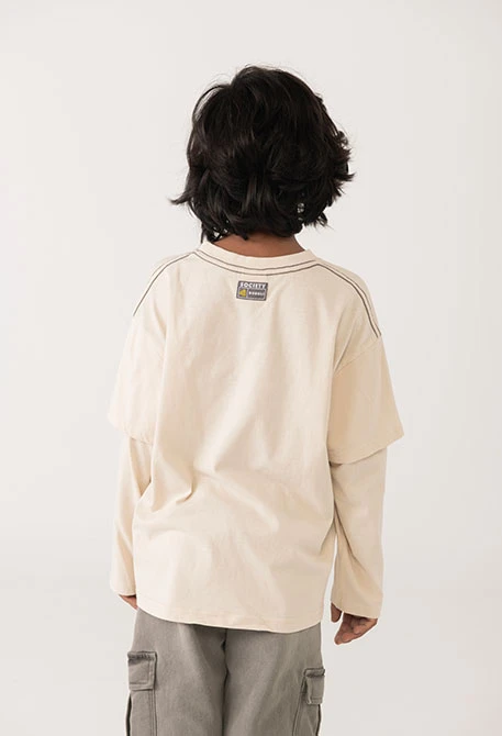 Maglietta bambino in cotone beige