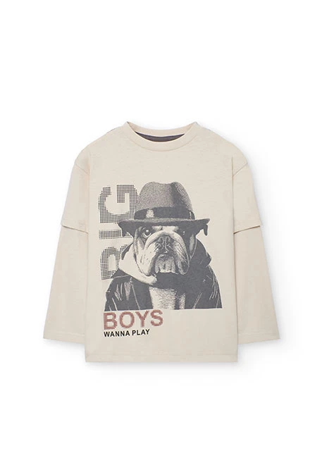 Beige cotton boy´s T-shirt