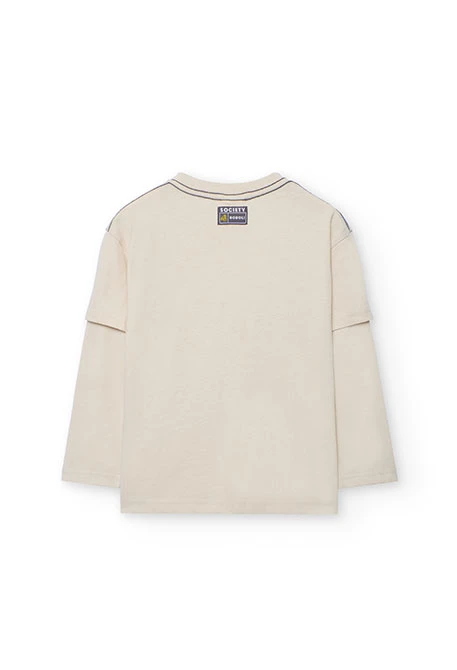Camiseta niño de algodón beige