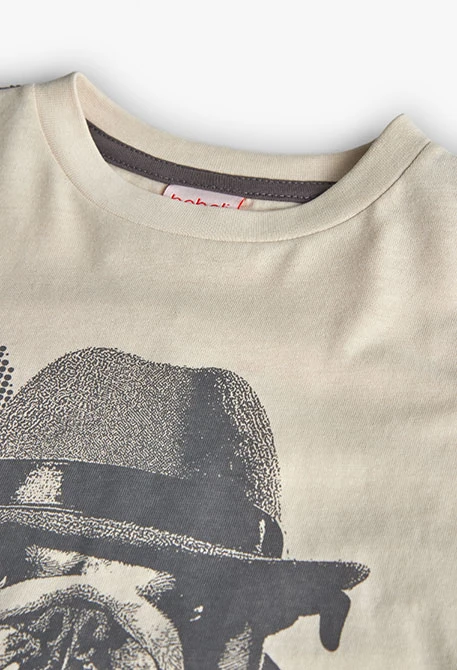 Camiseta niño de algodón beige